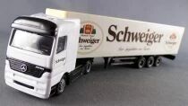 Adtruck Ho 1/87 Camion Mercedes Actros Kam Lun Blanc Semi Remorque Brasseur Schweiger