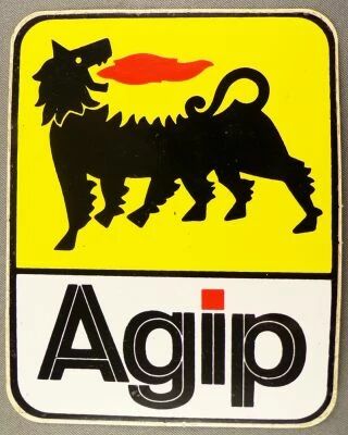 Agip - Carburant & Huile Automobile & Moto - Autocollant Vintage 11 x 8,5 cm