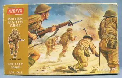 Airfix 32� WW2 Anglais 8�me arm�e (Boite marron 1972) Compl�te 29 pi�ces