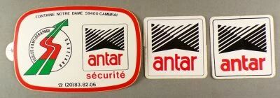 Antar - Carburant & Huile Automobile & Moto - Lot de 3 Autocollants Vintage