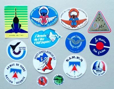 Arm�e de l\'Air Arm�e de Terre Marine - Lot de 14 Autocollants Vintage