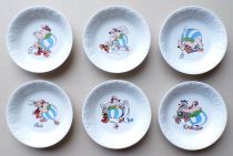 Asterix - 6 Assiettes Creuses Porcelaine de Limoges - Asterix Obelix Idefix Panoramix Neuves 2