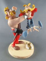 Asterix - Atlas Plastoy - Figurine Résine - Cétautomatix étrangle Assurancetourix (Exclusive)