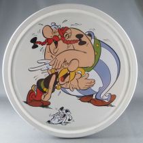 Asterix - Boite à gâteaux ronde Delacre - Asterix & Obelix rigolent + Galerie des Personnages