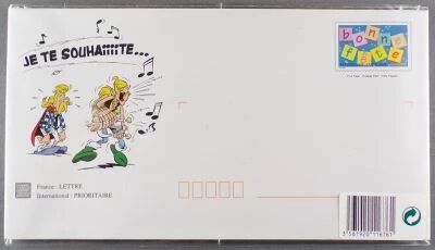 Asterix - Carte Je Te Souhaite Bonne F�te avec Enveloppe Port Pay� - Abraracourcix & Ob�lix