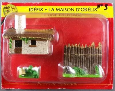 /Asterix - Editions ATLAS - Le Village - n�09 : Id�fix + la maison d\'Ob�lix + une palissade Blister Ouvert