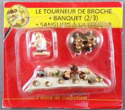 Asterix - Editions ATLAS - Le Village - n�20 : Le Tourneur de Broche + Banquet + Sangliers � la broche Blister Ouvert