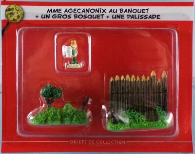 Asterix - Editions Hachette - Le Village - N�21 : Mme Agecanonix au Banquet + un Gros Bosquet + une Palissade Neuf sous Blister