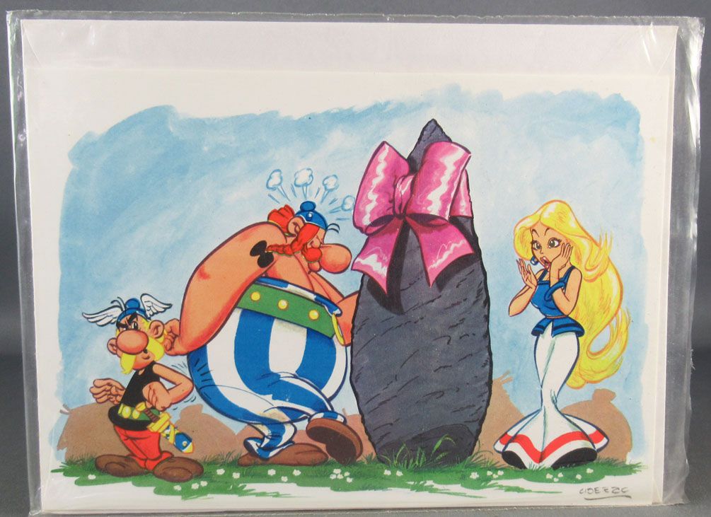 Asterix Exclusive Christmass 1976 Dargaud Card With Enveloppe Asterix Obelix Panacea