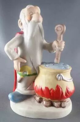 Asterix - Figurine Porcelaine Mate Eisa Ann�es 80 - Panoramix Pr�parant la Potion Magique