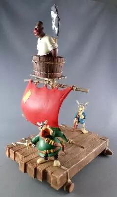 Asterix - Figurine PVC Plastoy - Le Radeau des Pirates avec Barbe-Rouge, Baba et Triple-Pattes sans Boite