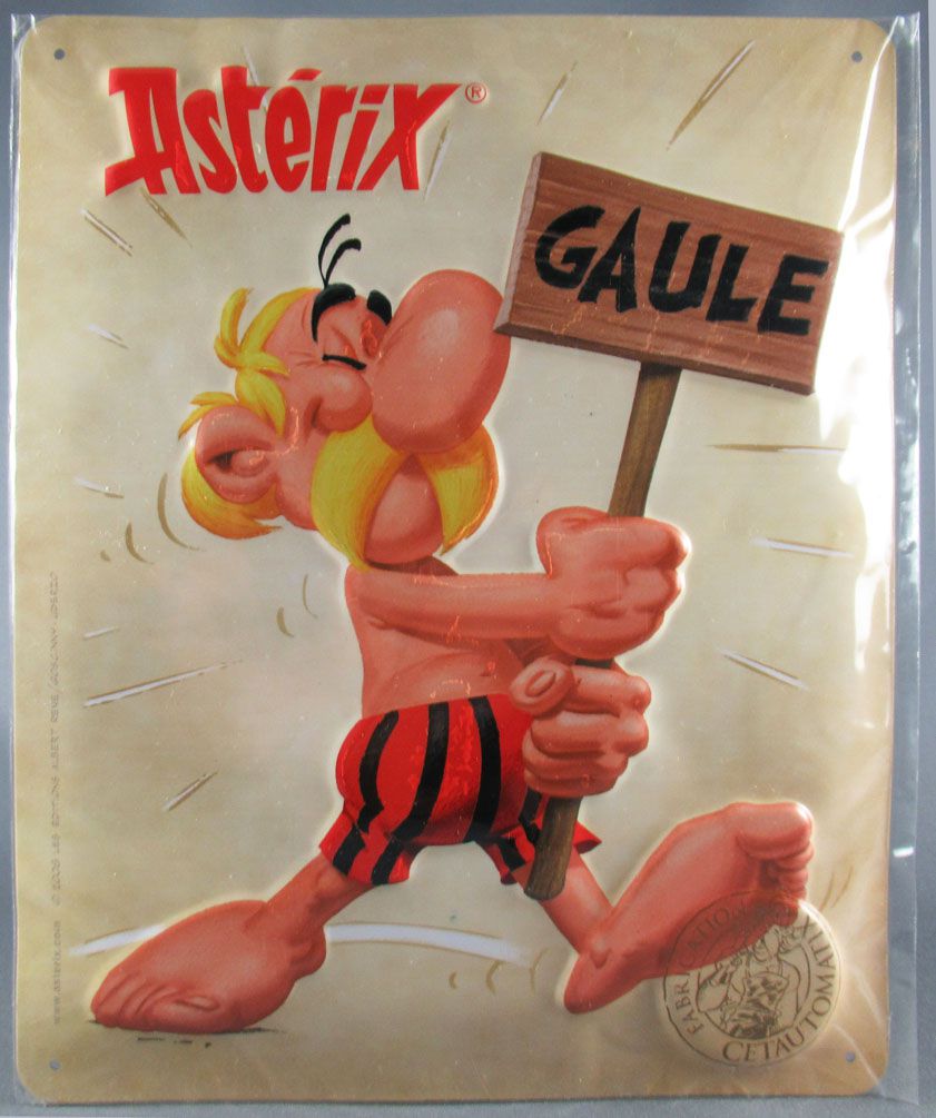 Plaque émaillée Astérix - Astérix, Obélix et Idéfix (Découpe) 45x58