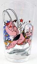 Asterix - Mustard glass Amora 1968 - Obelix knocking down gladiator