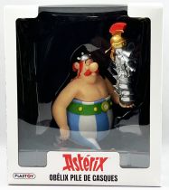 Asterix - Plastoy Plastic Money Bank - Obelix with a stack of helmets