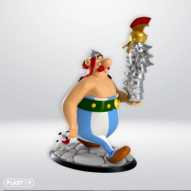 Asterix - Plastoy Plastic Money Bank - Obelix with a stack of helmets