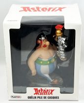 Asterix - Plastoy Plastic Money Bank - Obelix with a stack of helmets