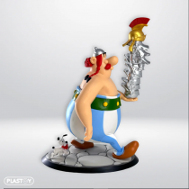 Asterix - Plastoy Plastic Money Bank - Obelix with a stack of helmets
