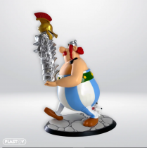 Asterix - Plastoy Plastic Money Bank - Obelix with a stack of helmets
