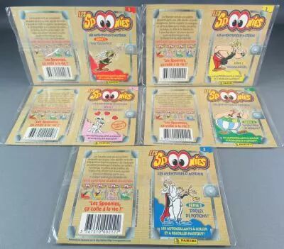 Asterix - S�rie Compl�te 5 Planches d\'Autocollants - Spoonies Panini 1999 Neuve Blister