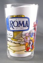 Asterix - Verre Amora Série avec © - Asterix & Obelix devant panneau Roma