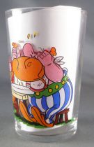 Asterix - Verre Amora Série avec © - Asterix attablé & Obelix mangeant sanglier