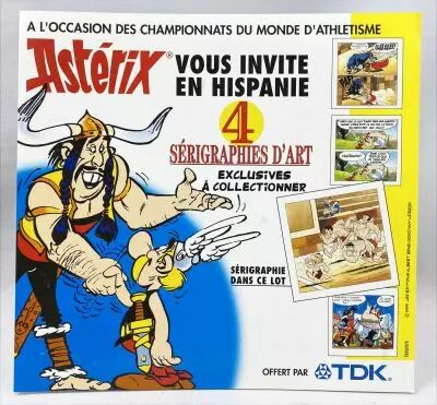 Ast�rix vous invite en Hispanie - S�rigraphie d\'Art Offre TDK 1999 - Ast�rix gagne la course 