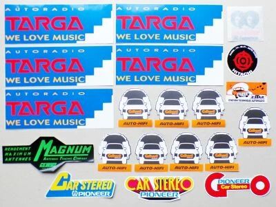 Autoradio Voiture Targa Hitachi Pioneer Roadstar - Lot de 19 Autocollants Vintage
