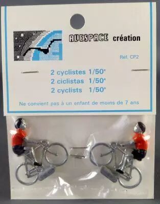 Avespace - 2 Cyclistes M�tal Maillot Orange 1/50 Neuf Blister Blanc