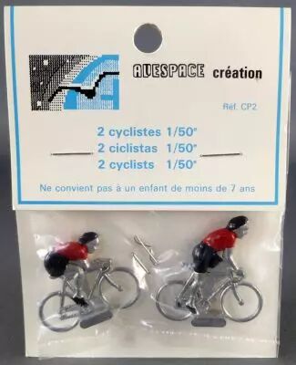 Avespace - 2 Cyclistes M�tal Maillot Rouge 1/50 Neuf Blister Blanc