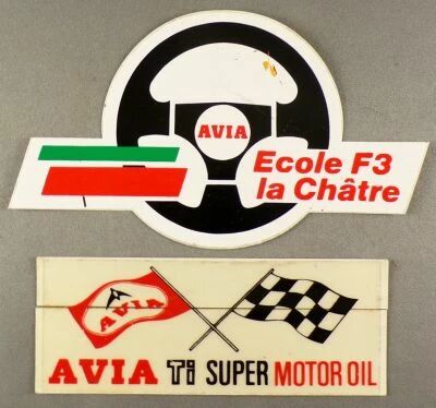 Avia - Huile Automobile  - Lot de 2 Autocollants Vintage