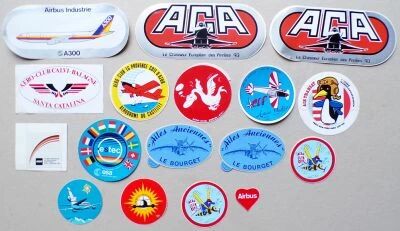Aviation Civile & Commerciale - Lot de 17 Autocollants Vintage