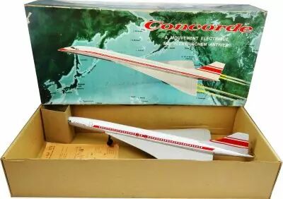 Avion Concorde en t�le avec mouvement �lectrique et lumi�res - Joustra Ref.573 - Ann�es 1960