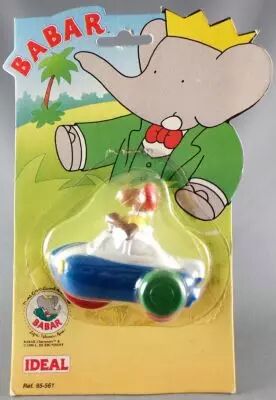 Babar - Figurine PVC Ideal L. de Brunhoff 1991 - Zephir en Voiture Neuf Blister 