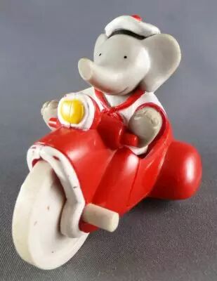 Babar - Ideal L. de Brunhoff 1991 PVC Figure - Celeste Driving Motorcycle