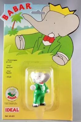 Babar - Ideal L. de Brunhoff 1991 PVC Figure - King Babar Right Arm Stretched Mint on Card