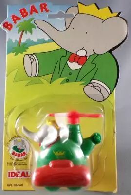Babar - Ideal L. de Brunhoff 1991 PVC Figure - King Babar with Helicopter Mint on Card