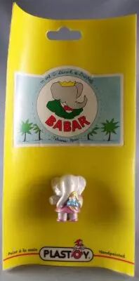 Babar - Plastoy L. de Brunhoff 1996 PVC Figure - Flore with Doll Mint on Card