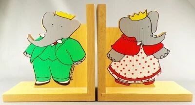Babar - Vilac Wooden Money-Book Ends Babar & Celeste