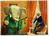 Babar - Yvon Post Card (1968) - #04 Babar plays trumpet 