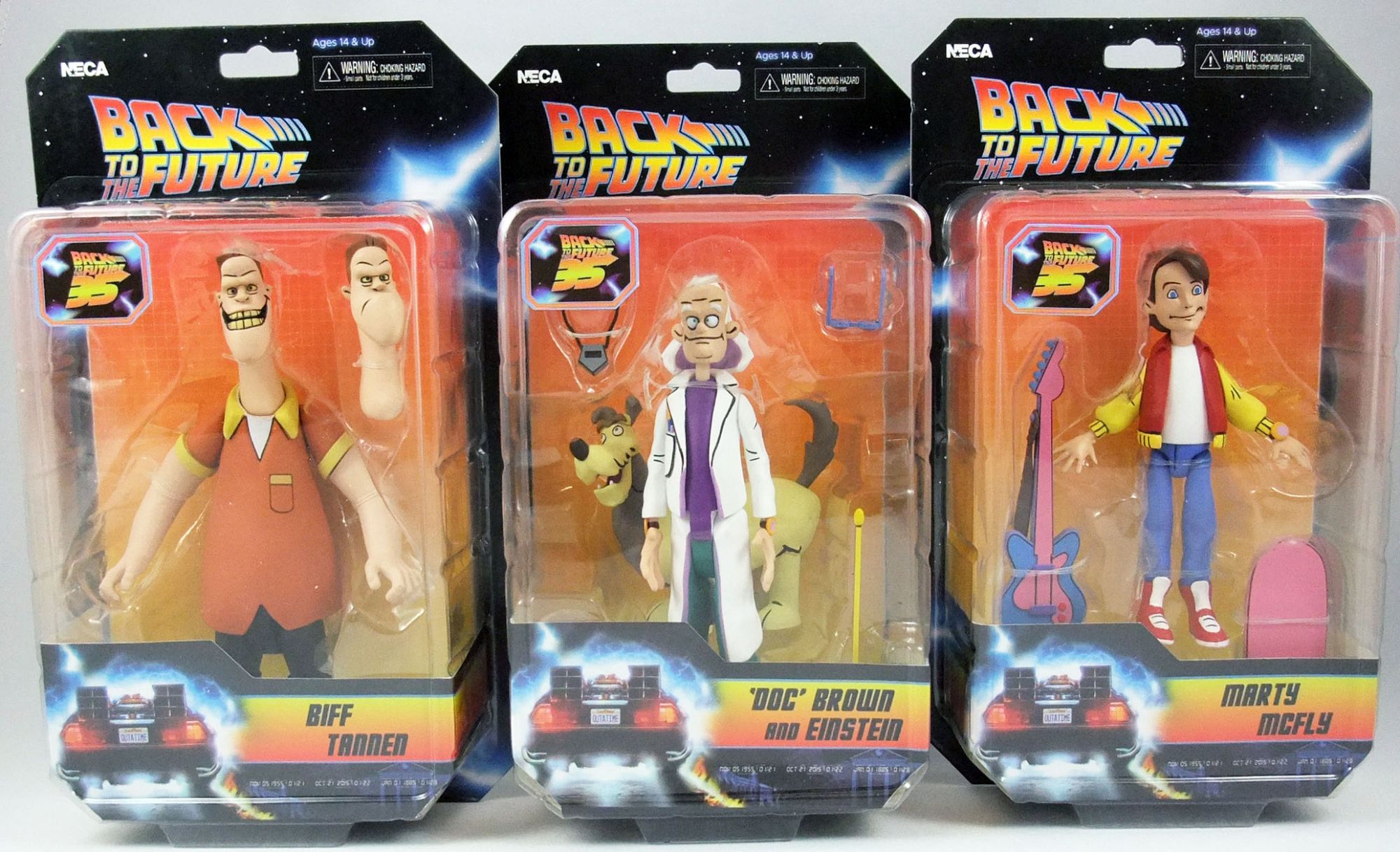 Back to the Future Animated Series - NECA - Set of 3 figures : Marty McFly,  Biff Tannen, Doc Brown & Einstein