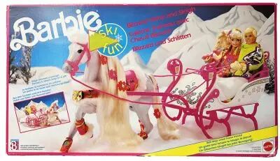 Barbie - Cal�che Traineau avec Cheval Blizzard Neuf Boite Scell�e - Mattel 1991 (ref.2118 )