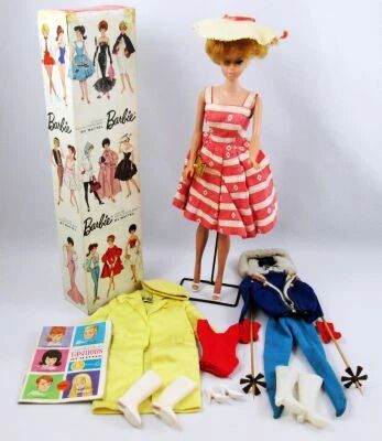 Barbie - Teenage Fashion Model (Platinum Bubble Cut) - Mattel 1962 (ref.850) + extra fashions