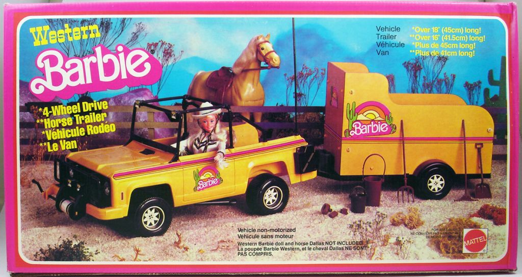 Barbie Western - Le Véhicule rodéo 4x4 et le van pour cheval - Mattel 1980  (ref.3744)