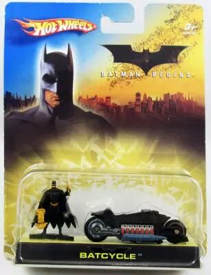 Batman Begins - Hot Wheels - Mattel - Batcycle & Batman