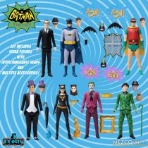 Batman Classic 1966 TV Series - Mezco - 5 Points Deluxe boxed set figures with Batmobile & Batcave