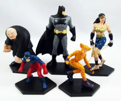 Batman The Dark Knight Strikes Again - Set of 5 PVC figures : Wonder Woman, Atom, Cheetah, Solomon Grundy, Batman