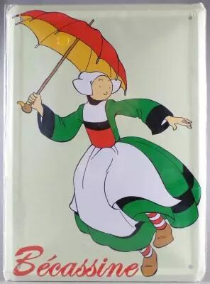 B�cassine - Hachette Gautier-Languereau - Metal Card - Becassine with Umbrella