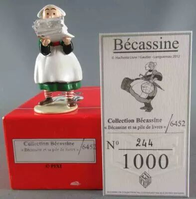 Becassine - Pixi Collection Origine Ref.6452 - Metal figure Becassine and her pile of books Boxed with Certificate 