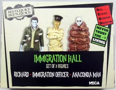 Beetlejuice - NECA - Set de 3 figurines PVC \ Immigration Hall\  : Richard, Immigration Officer, Anaconda Man