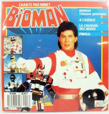 Bioman - Chant� par Bernard Minet - Disque 45Tours AB Productions 1988